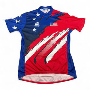 Vintage Performance Cycling Jersey Adult EXTRA LARGE Red Blue Flag USA 90s